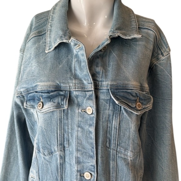 Upcycled Hollister Painted Horse Scene Distressed Denim Trucker Jacket Size M - Picture 9 of 12